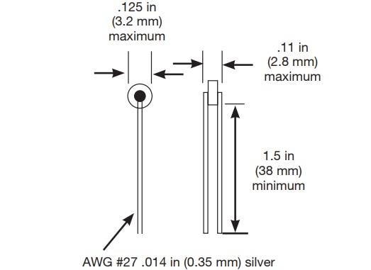 機械図面 - Amphenol Advanced Sensors 極低温NTC（負温度係数）サーミスタ